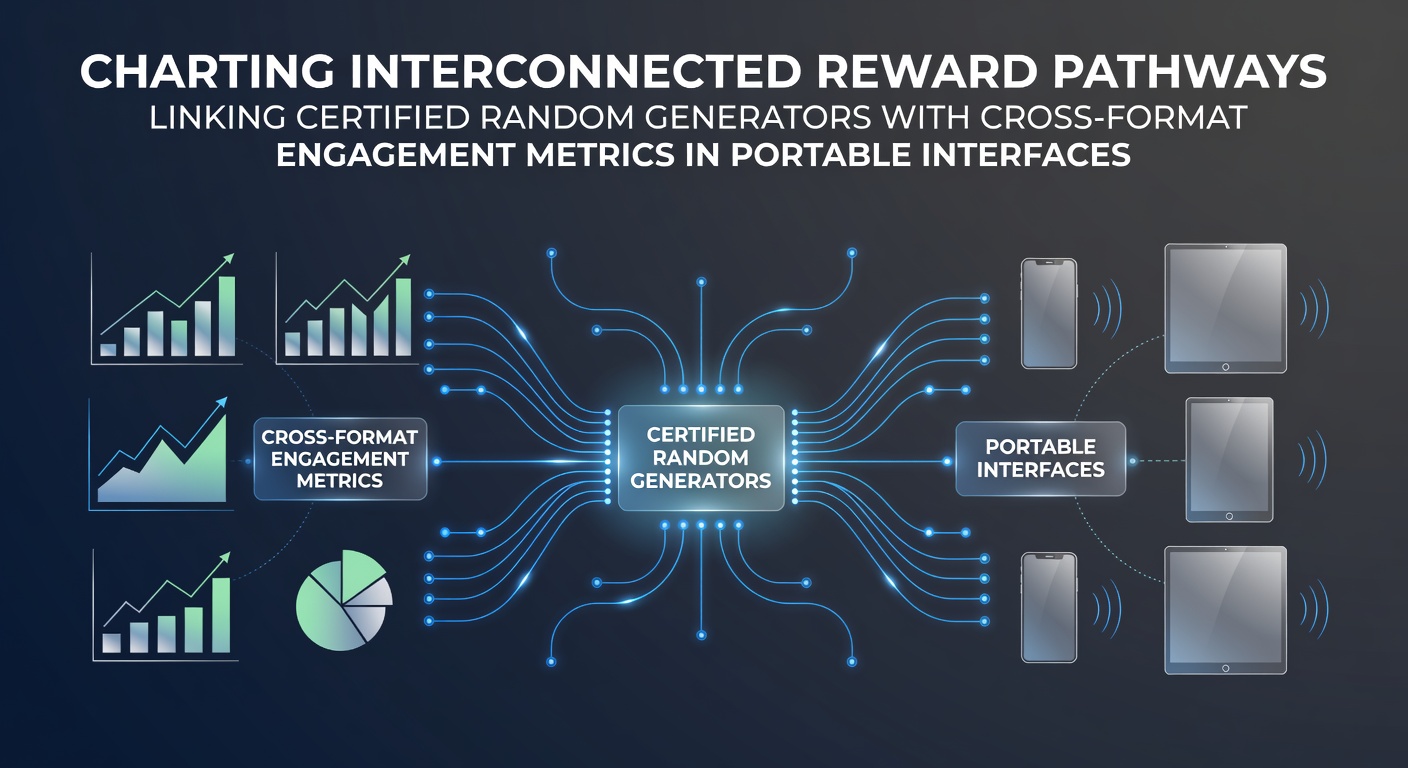 Diagram showing certified random number generators connected to mobile reward systems and engagement tracking across gaming formats